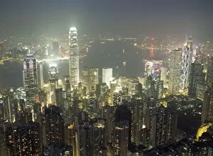Images Dated 7th August 2006: City Illuminated At Night, Hong Kong