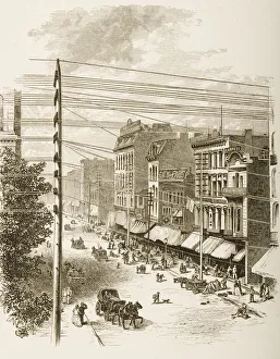 Clark Street, Chicago, Illinois In 1870S. From American Pictures Drawn With Pen And Pencil By Rev Samuel Manning Circa Clark Street, Chicago, Illinois In 1870S. From American Pictures Drawn With Pen And Pencil By Rev Samuel Manning Circa
