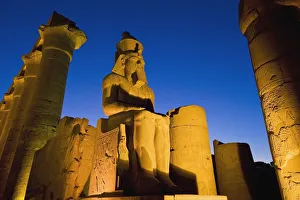 Colonnade Of Amenophis Iii With Statue Of Ramses Ii At Dusk Colonnade Of Amenophis Iii With Statue Of Ramses Ii At Dusk