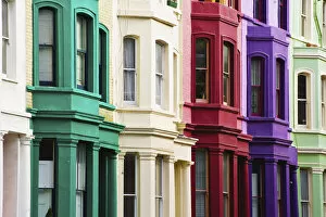 Colourful Residential Buildings In A Row, Notting Hill; London, England