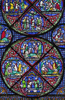 Images Dated 6th October 2012: Colourful Stained Glass Window In Canterbury Cathedral; Canterbury, Kent, England