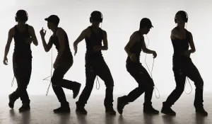 Composite Image Of A Boy Dancing With Headphones; Edmonton, Alberta, Canada Composite Image Of A Boy Dancing With Headphones; Edmonton, Alberta, Canada
