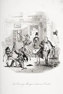 The Country Manager Rehearses A Combat.Illustration From The Charles Dickens Novel Nicholas Nickleby By H.K The Country Manager Rehearses A Combat.Illustration From The Charles Dickens Novel Nicholas Nickleby By H.K
