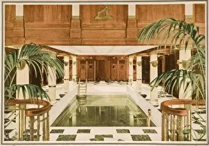 Images Dated 25th July 2005: Cunard Line Promotional Brochure For The Rms Carinthia Circa 1926-1930. The Swimming Pool