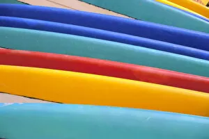 Images Dated 31st October 1998: Detail Of Many Different Colored Surfboards, Straight Up