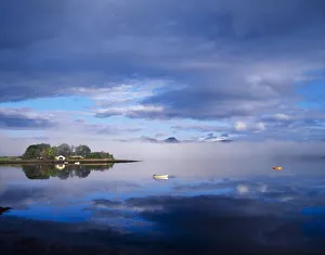 Dinish Island, Kenmare Bay, County Kerry, Ireland; River Scenic With Boats In The Distance Dinish Island, Kenmare Bay, County Kerry, Ireland; River Scenic With Boats In The Distance