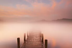 Allerdale Gallery: Dock in Mist at Dawn, Derwentwater, Lake District, Cumbria, England
