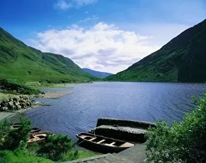 Images Dated 27th April 2007: Doo Lough, Delphi, Co Mayo, Ireland; Boats On The Edge Of A Lake