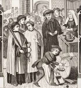 Dues On Wines, Granted To The Chapter Of Tournai By King Chilperic. From The Windows Of The Cathedral Of Tournai Dues On Wines, Granted To The Chapter Of Tournai By King Chilperic. From The Windows Of The Cathedral Of Tournai