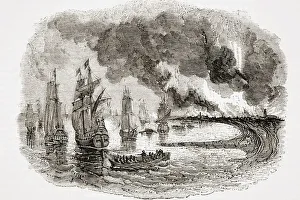 Dutch Fleet In The Medway England Burning Of Sheerness 1667 From Old England' Dutch Fleet In The Medway England Burning Of Sheerness 1667 From Old England'