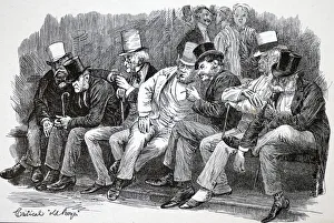 Engraving depicting spectators at the Eton and Harrow match, England, 19th century Engraving depicting spectators at the Eton and Harrow match, England, 19th century