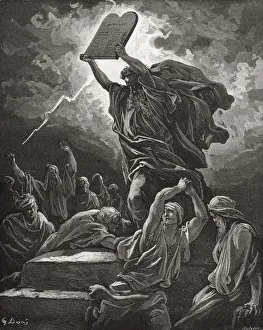 Engraving From The Dore Bible Illustrating Exodus Xxxii 19 Moses Breaking The Tables Of The Law By Gustave Dore Engraving From The Dore Bible Illustrating Exodus Xxxii 19 Moses Breaking The Tables Of The Law By Gustave Dore