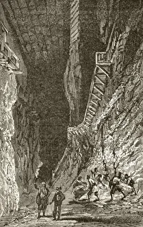 A European Salt Mine In The Nineteenth Century. From The Book Chips From The Earth's Crust Published 1894 A European Salt Mine In The Nineteenth Century. From The Book Chips From The Earth's Crust Published 1894