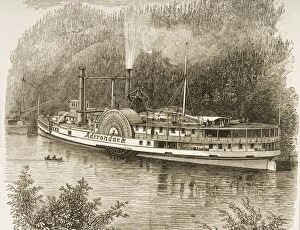 Images Dated 7th November 2005: Excursion Steamer On The Hudson River New York State In The 1870S