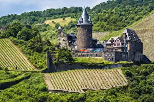 Farmland surrounding the Stahleck Castle at Bacharach along the Rhine between Rudesheim and Koblenz, Germany