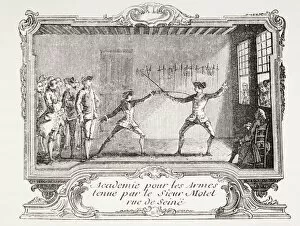 Images Dated 25th September 2010: A Fencing Academy In 18Th Century Paris. From Xviii Siecle Institutions, Usages Et Costumes