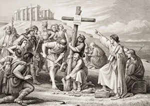 The First Preaching Of Christianity In Britain. Engraved By John Easton After C. W. Cope The First Preaching Of Christianity In Britain. Engraved By John Easton After C. W. Cope
