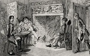 Francis Osbaldistone At Squire Inglewood's Engraving By George Cruikshank Dated 1842 Of A Scene From Sir Walter Francis Osbaldistone At Squire Inglewood's Engraving By George Cruikshank Dated 1842 Of A Scene From Sir Walter