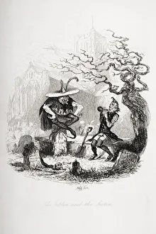 The Goblin And The Sexton. Illustration From The Charles Dickens Novel The Pickwick The Goblin And The Sexton. Illustration From The Charles Dickens Novel The Pickwick