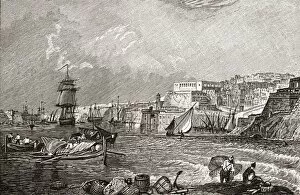 Images Dated 12th July 2010: The Grand Harbour, Valetta, Malta After The Painting By Turner