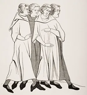 Group Of 13Th Century Bourgeois From Miniature In 13Th Century Manuscript Group Of 13Th Century Bourgeois From Miniature In 13Th Century Manuscript