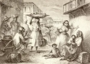 Havana, Cuba. Street Life In The 1880S. From A 19Th Century Illustration Havana, Cuba. Street Life In The 1880S. From A 19Th Century Illustration