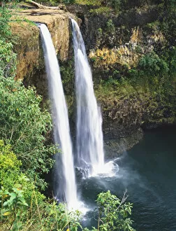 Lakes Streams Art Gallery: Hawaii, Kauai, Wailua Falls Surrounded By Foliage