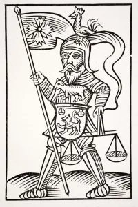 Hermensul Or Irmensul. Ancient Saxon Idol, 19Th Century Reproduction Of Woodcut From Annales Circuli Westphaliae By Hermensul Or Irmensul. Ancient Saxon Idol, 19Th Century Reproduction Of Woodcut From Annales Circuli Westphaliae By