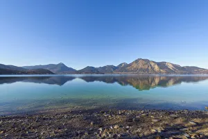 Herzogstand Mountain Reflected in Lake Walchensee, Kochel am See, Upper Bavaria, Bavaria, Germany Herzogstand Mountain Reflected in Lake Walchensee, Kochel am See, Upper Bavaria, Bavaria, Germany