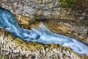 High angle view of the Leutasch Spirit Gorge (Leutascher Geisterklamm) in Leutasch, Austria High angle view of the Leutasch Spirit Gorge (Leutascher Geisterklamm) in Leutasch, Austria