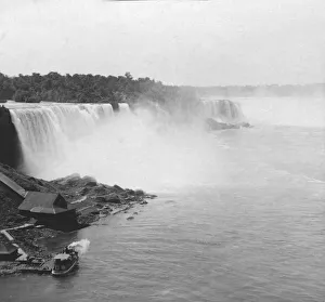 Historic image in black and white of the Maid of the Mist boat at Niagara Falls; Niagara Falls, New York Historic image in black and white of the Maid of the Mist boat at Niagara Falls; Niagara Falls, New York