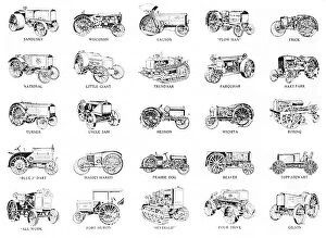 Images Dated 22nd March 2004: Historic Tractor Illustrations With Labels From Early 20th Century