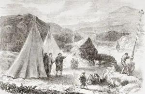 Historical image of a town in development; Artwork Historical image of a town in development; Artwork