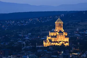 Holy Trinity Orthodox Cathedral in Tbilisi, Georgia lit up at night Holy Trinity Orthodox Cathedral in Tbilisi, Georgia lit up at night