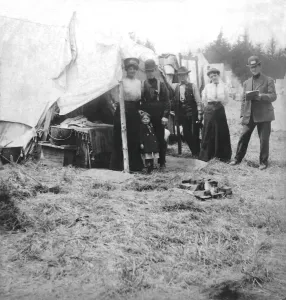 Some of the homeless in San Francisco after the earthquake in 1906, living in tents at the Presidio; San Francisco Some of the homeless in San Francisco after the earthquake in 1906, living in tents at the Presidio; San Francisco