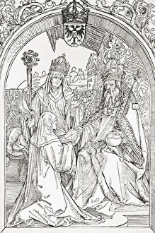 Hrotsvit of Gandersheim presents an aged emperor Otto the Great with her Gesta Oddonis Hrotsvit of Gandersheim presents an aged emperor Otto the Great with her Gesta Oddonis