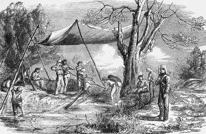 The Illustrated London News Etching From 1853watering Party At Bassein Creek During The Illustrated London News Etching From 1853watering Party At Bassein Creek During