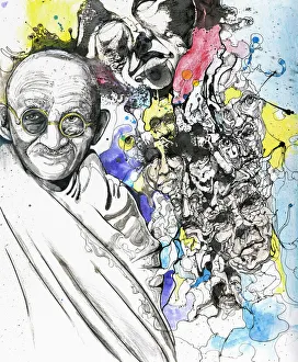 Illustration Of A Bald Man Wearing Eyeglasses And A Composite Of Various Human Faces Illustration Of A Bald Man Wearing Eyeglasses And A Composite Of Various Human Faces