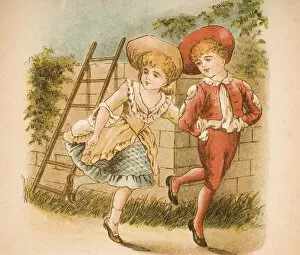 Images Dated 24th November 2005: Illustration Of Girl And Boy From Old Mother Gooses Rhymes And Tales By Constance Haslewood Published By Frederick