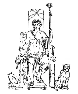 Illustration of a Greek sculpture depicting the worship of Dionysus Illustration of a Greek sculpture depicting the worship of Dionysus