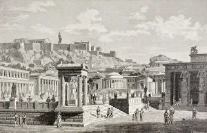 Imaginary View Of The Market Place, Of Agora In Athens, Ancient Greece Imaginary View Of The Market Place, Of Agora In Athens, Ancient Greece