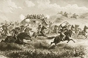 Indians Attacking Coach Carrying Us Mail Across Prairies In 1860S. From American Pictures Drawn With Pen And Pencil By Indians Attacking Coach Carrying Us Mail Across Prairies In 1860S. From American Pictures Drawn With Pen And Pencil By