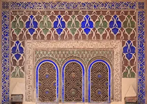 Intricate Painted And Stucco Patterns On The Walls Of A Riad; Marrakech, Morocco Intricate Painted And Stucco Patterns On The Walls Of A Riad; Marrakech, Morocco