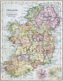 Irish Free State And Northern Ireland. From Bacons Excelsior Atlas Of The World Irish Free State And Northern Ireland. From Bacons Excelsior Atlas Of The World