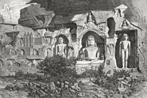 Madhya Gallery: Jain Sculptures At The Gwalior Fort, Madhya Pradesh, India In The 19Th Century