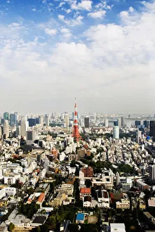 Japan, Tokyo Tower And City View From Top Of Mori Tower; Tokyo Japan, Tokyo Tower And City View From Top Of Mori Tower; Tokyo