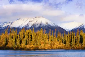 Kathleen Lake And Mountains At Sunrise, Kluane National Park And Reserve Of Canada, Yukon Kathleen Lake And Mountains At Sunrise, Kluane National Park And Reserve Of Canada, Yukon