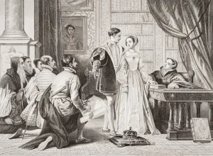 Lady Jane Grey's Reluctance To Accept The Crown, Sion House July 8Th 1553. Engraved By Herbert Bourne After C.R Lady Jane Grey's Reluctance To Accept The Crown, Sion House July 8Th 1553. Engraved By Herbert Bourne After C.R