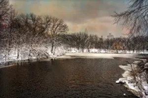 The Lake partially frozen in winter in Central Park, New York City, New York, USA The Lake partially frozen in winter in Central Park, New York City, New York, USA
