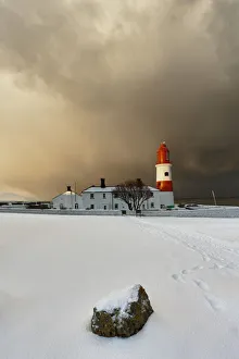 A Lighthouse And Building In Winter; South Shields, Tyne And Wear, England A Lighthouse And Building In Winter; South Shields, Tyne And Wear, England